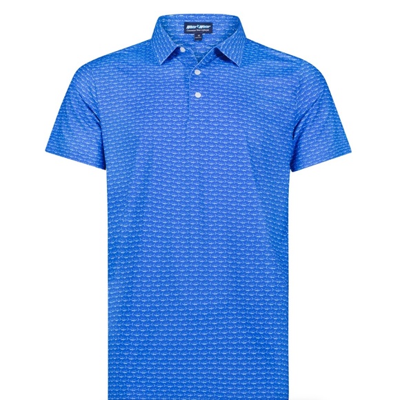Men’s White Water Brand Tuna Print Polo - XL - Picture 1 of 8